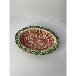 Henn Roseville Pottery Green Spongewear Watermelon Oval 10” Serving Bowl
